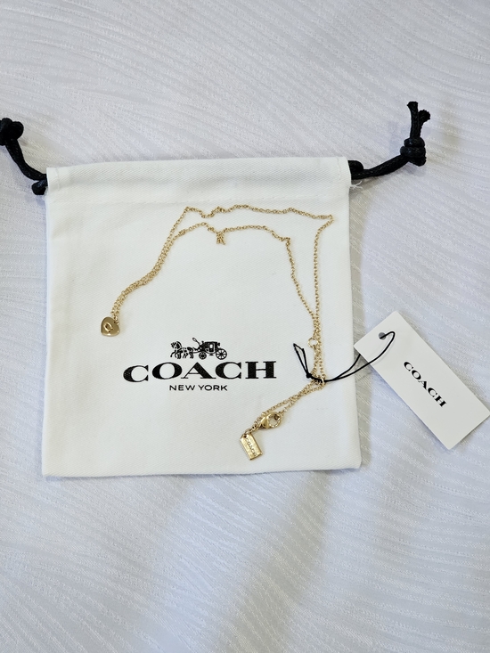 Coach Gold Heart Pendant Necklace with 'C' Initial - Picture 9 of 12